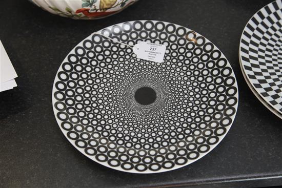 A set of six Fornasetti Egocentrismo series porcelain plates, diameter 26cm